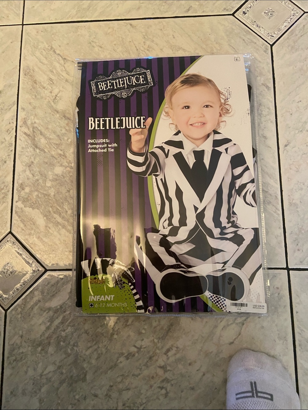 Infant Black & White Striped Costume beetle juice